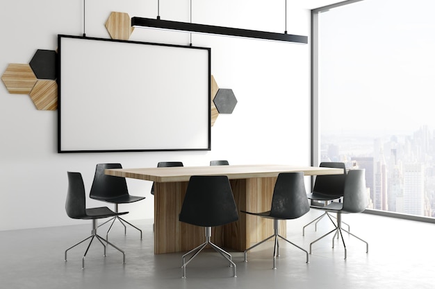 Modern meeting room with banner