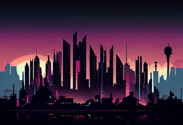 Modern Megapolis city future City silhouette skyline Generate Ai