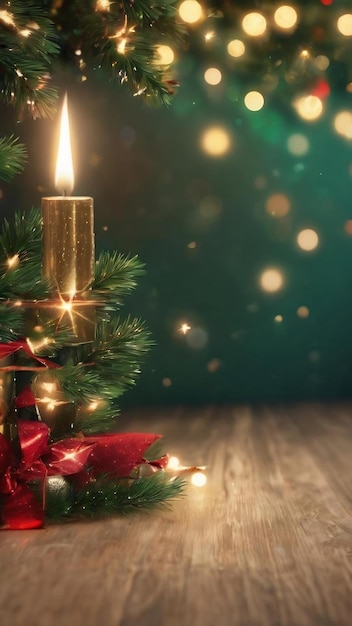 Modern merry christmas background with realistic lights and bokeh