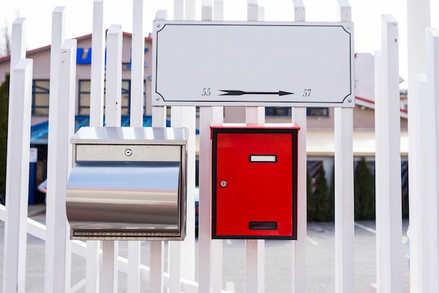 Modern metal boxes for letters and newspapers