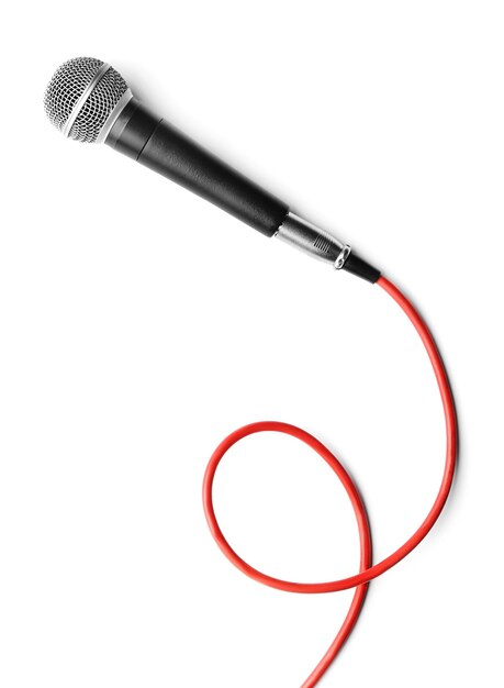 Photo modern microphone on white