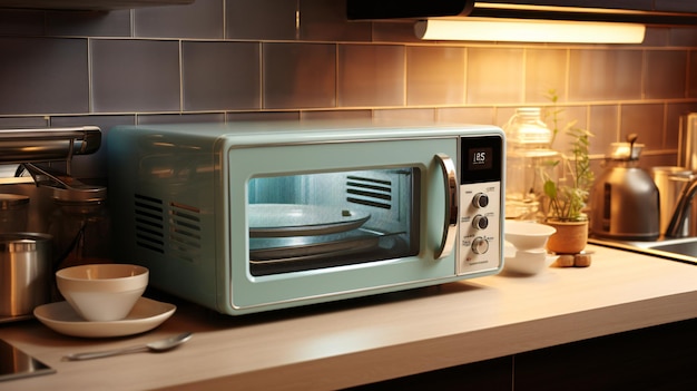 Photo modern microwave oven in kitchen