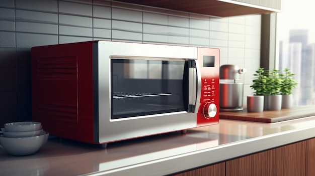 Modern microwave oven in kitchen