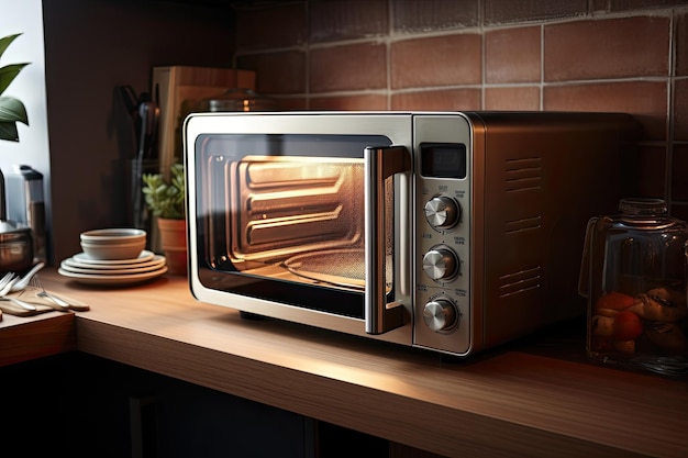 Modern microwave oven in kitchen