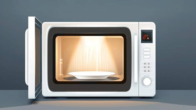 Modern microwave oven with open door