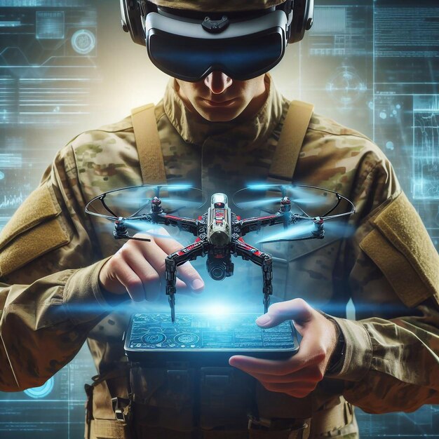 Photo a modern military equipped with artificial intelligence drone technology