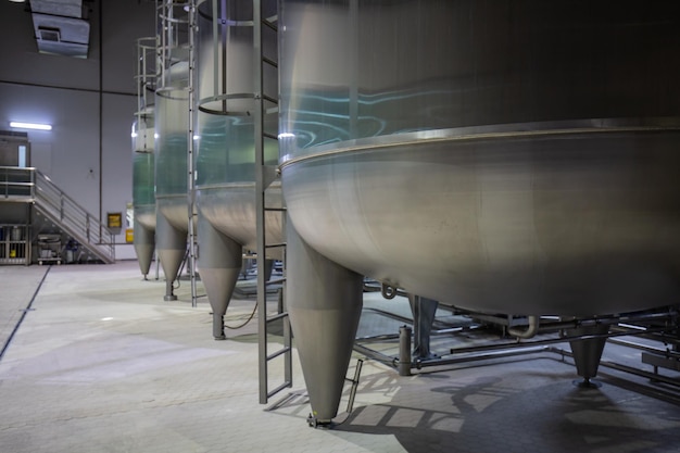 Modern milk cellar with stainless steel tanks