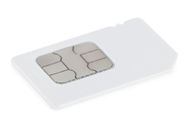 Modern mini SIM card isolated on white