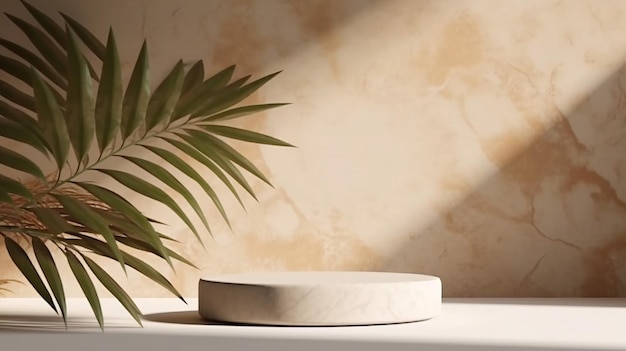 Modern minimal empty white marble stone counter tableGenerative AI