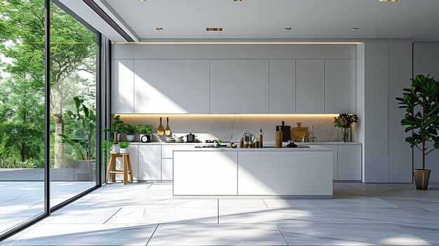 Modern Minimal Kitchen Depicting A Bright And Wallpaper