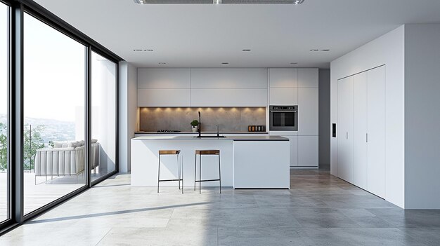 Modern Minimal Kitchen Depicting A Compact Background