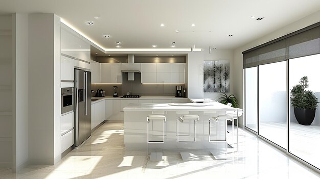 Modern Minimal Kitchen Depicting A Compact Background