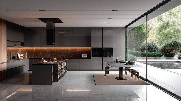 Photo modern minimal kitchen depicting a compact wallpaper