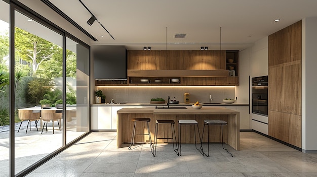 Modern Minimal Kitchen Depicting A Wallpaper