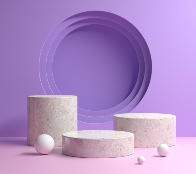 Modern Minimal Mockup Podium Set With Pastel Purple