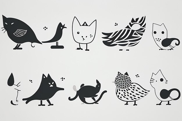 Foto il minimalismo moderno incontra l'eleganza felina con accenti aviari stilizzati su un uccello gatto a modello animale bianco