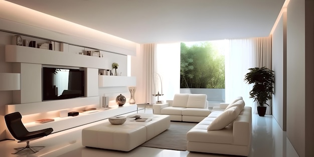 Modern Minimalism A sleek and stylish interior design featuring clean lines and minimal decor Generative ai