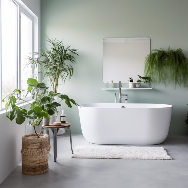 Modern minimalist bath room design light green theme