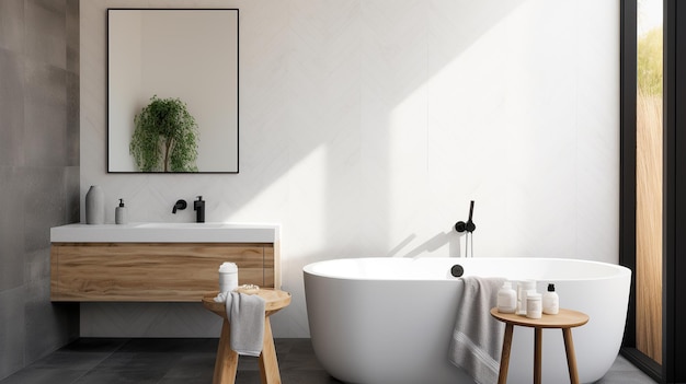 Foto design minimalista del bagno interno palette di colori calmanti bianchi