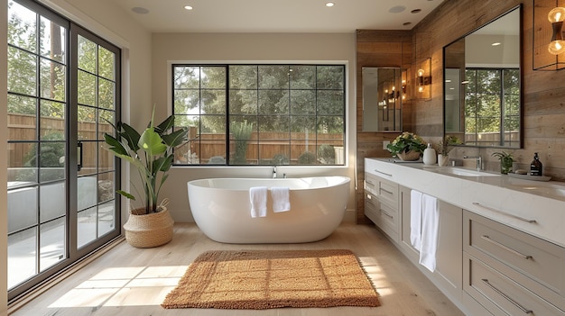 Foto interno di bagno minimalista in stile californiano meridionale