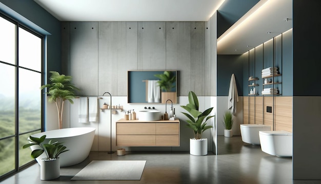 Modern minimalist bathroom interior