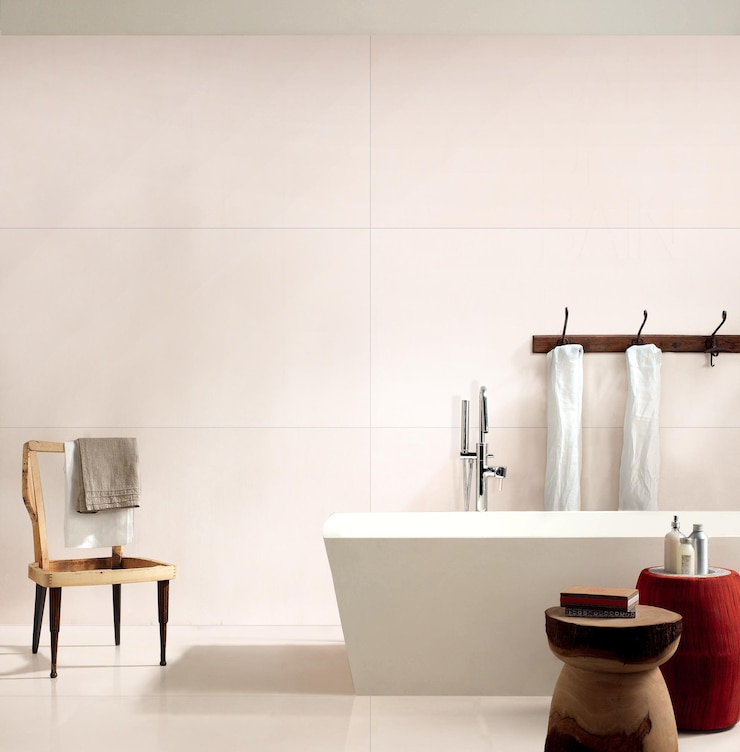 Photo modern minimalist bathroom with pink tiles