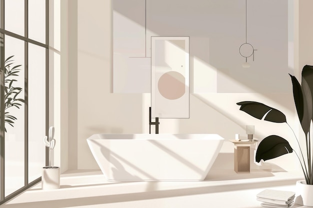 Photo modern minimalist bathtub with geometric