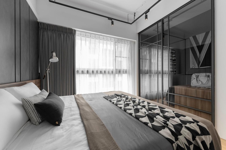 Photo modern minimalist bedroom design