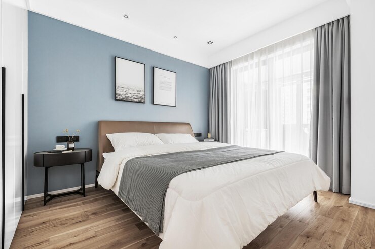 Photo modern minimalist bedroom design