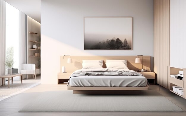 A modern and minimalist bedroom interior design