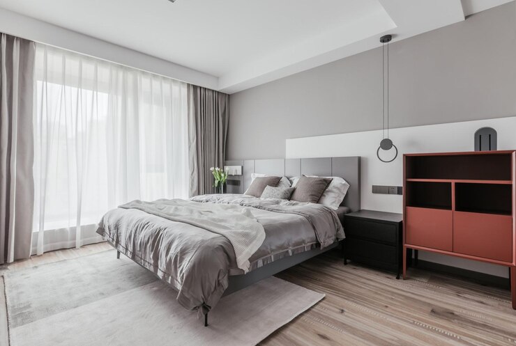 Photo modern minimalist bedroom interior