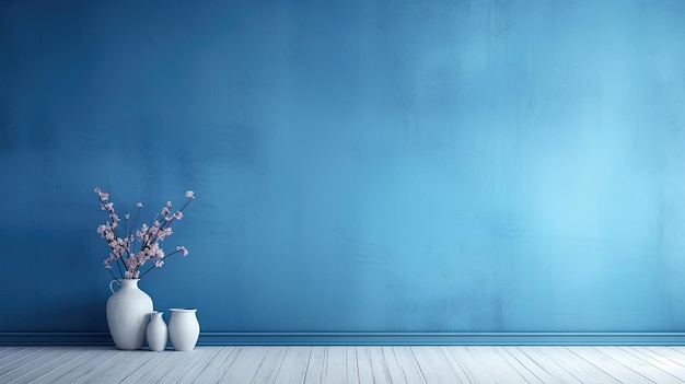 Modern minimalist blue wall generated by AI