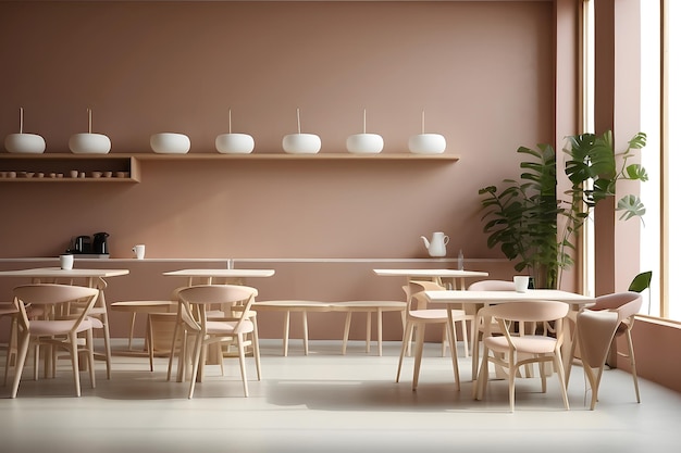 Foto design interno di caffè moderno e minimalista