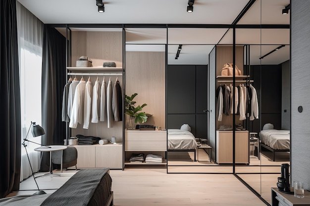 Photo modern minimalist closet elegant and organized generative ia