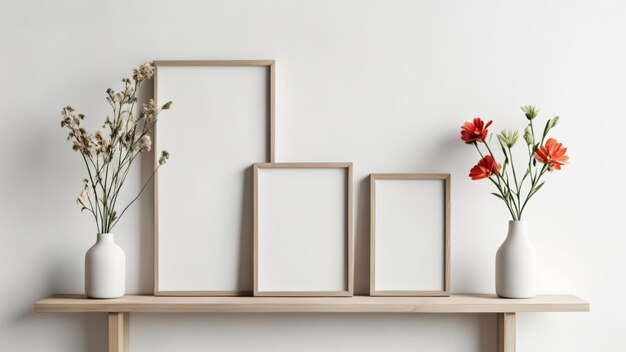 Photo modern minimalist decor with vases and frames