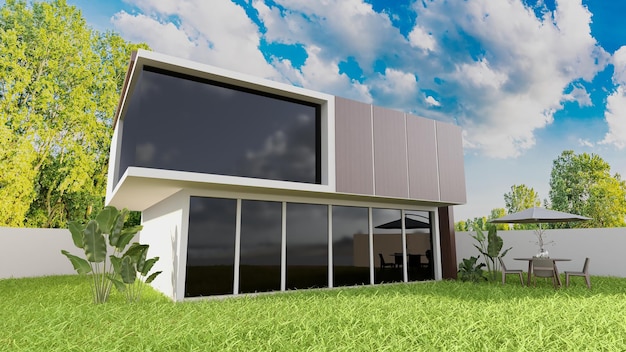 Modern minimalist house 3d rendering