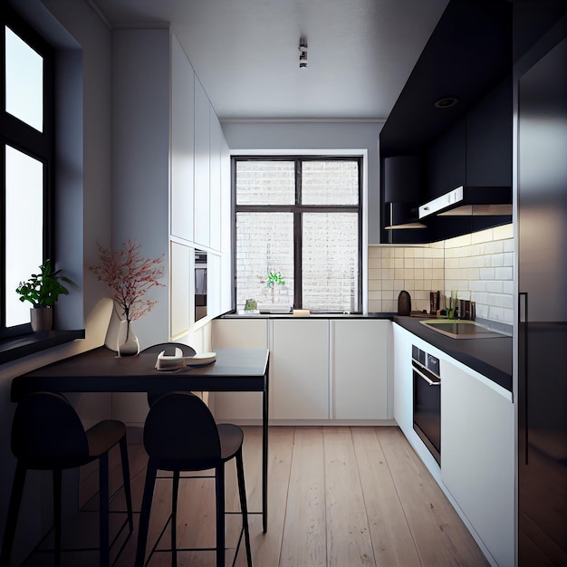 Modern Minimalist Kitchen Interior Design Generative AI