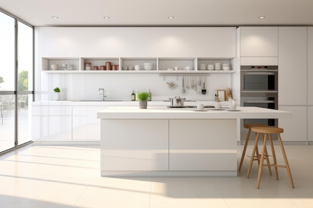 Foto interni moderni e minimalisti della cucina in uno stile di design hightech