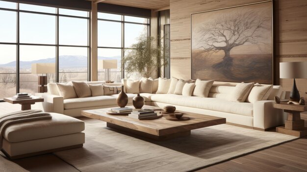 Photo modern minimalist living room interior design