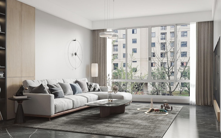 Photo modern minimalist living room