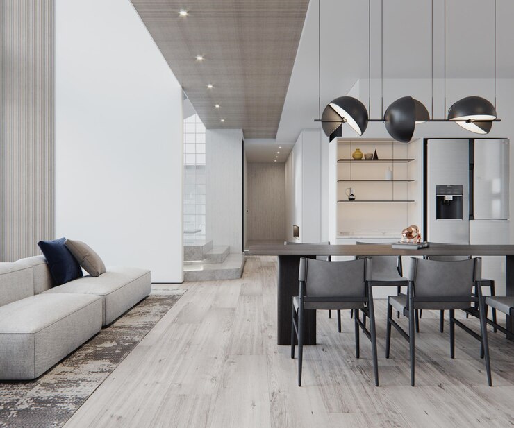 Photo modern minimalist open plan living