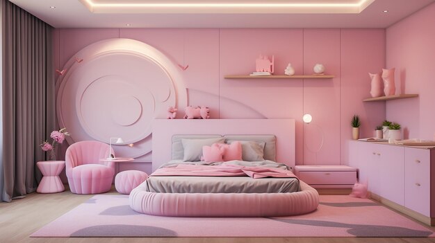 modern minimalist pink bedroom