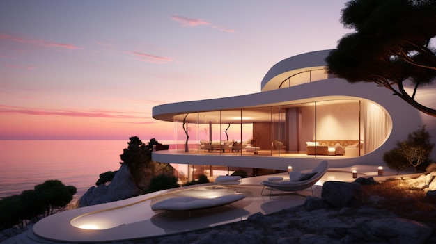 Modern minimalist round and curved shaped luxury house