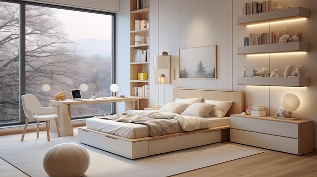 The modern minimalist style bedroom