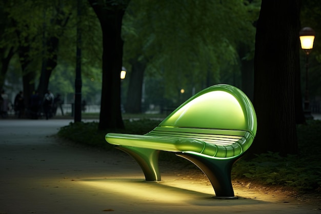 Photo modern minimalist urban bench design with outdoor advertising display inpark with light ai generated