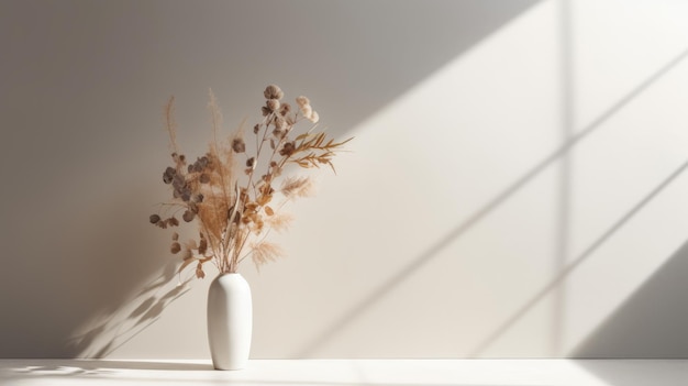 Modern Minimalistic Dried Flower Arrangement Painting