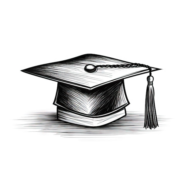 Photo modern and minimalistic graduation cap on white background ai generated