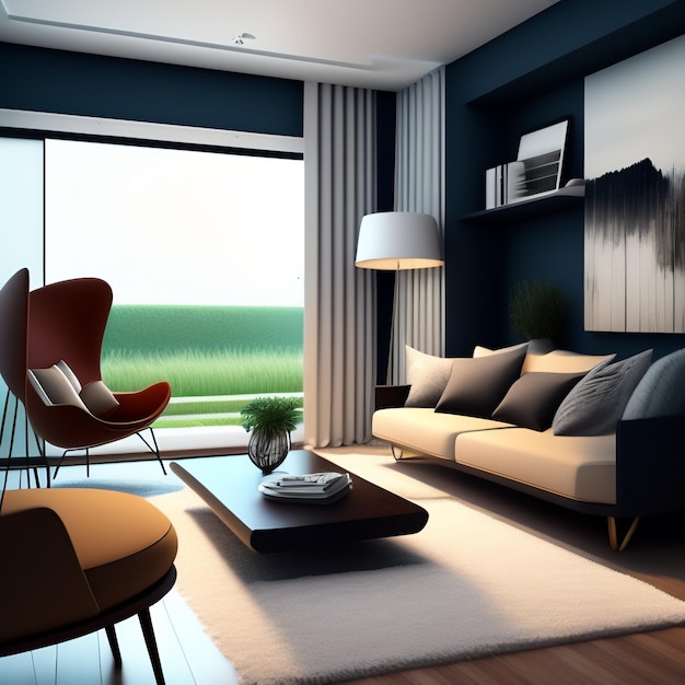 Modern minimalistic home Interior generated Ai