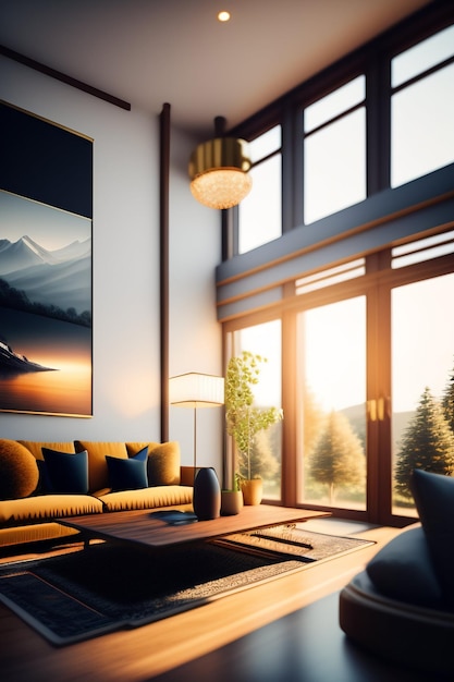 Современный минималистичный интерьер дома, созданный Ai