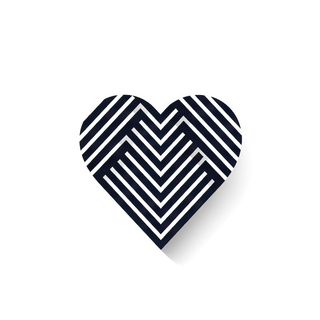 Modern and Minimalistic Simple Geometric Heart Icon on White Background AI Generated